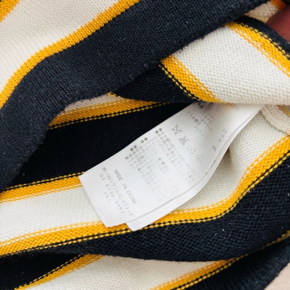 SLY Navy Blue/White/Yellow Knitted Stretchy 100%Cotton Mini Dress size Small - Picture 15 of 16